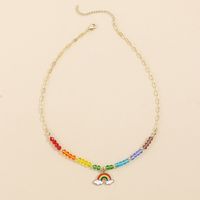 Cute Cool Style Rainbow Arylic Alloy Beaded Women's Necklace sku image 1