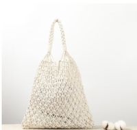 Women's Basic Solid Color Cotton Rope Shopping Bags sku image 1