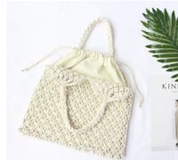 Women's Basic Solid Color Cotton Rope Shopping Bags sku image 4
