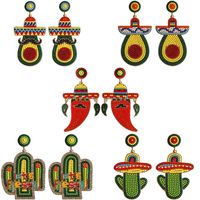 1 Pair Casual Exaggerated Ethnic Style Cactus Inlay Alloy Resin Drop Earrings main image 1