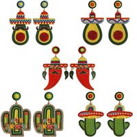 1 Pair Casual Exaggerated Ethnic Style Cactus Inlay Alloy Resin Drop Earrings main image 7