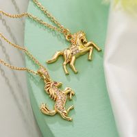 Simple Style Commute Horse Copper Plating Inlay Zircon 18k Gold Plated Pendant Necklace main image 1