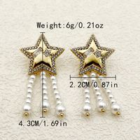 1 Pair Cute Star Plating Inlay 304 Stainless Steel Pearl Zircon 14K Gold Plated Drop Earrings main image 2