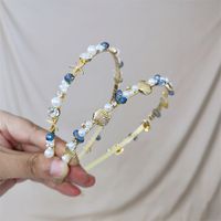 Sweet Simple Style Shell Imitation Pearl Alloy Inlay Artificial Crystal Hair Band main image 1