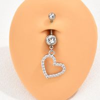 Ig Style Commute Heart Shape Copper Hollow Out Inlay Zircon Belly Ring main image 1