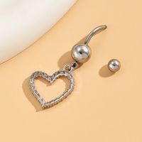 Ig Style Commute Heart Shape Copper Hollow Out Inlay Zircon Belly Ring main image 2