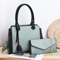 Women's Large Pu Leather Solid Color Vintage Style Square Zipper Bag Sets sku image 5