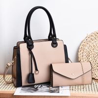 Women's Large Pu Leather Solid Color Vintage Style Square Zipper Bag Sets main image 3