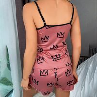 Women's Sexy Heart Shape Crown Polyester Milk Fiber Shorts Sets main image 2