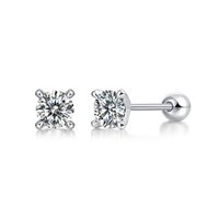 Lady Solid Color Sterling Silver Plating Inlay Moissanite Ear Studs main image 4
