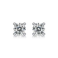 Lady Solid Color Sterling Silver Plating Inlay Moissanite Ear Studs sku image 2