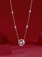 Lady Round Sterling Silver Inlay Moissanite Pendant Necklace main image 1