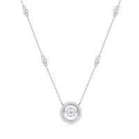 Lady Round Sterling Silver Inlay Moissanite Pendant Necklace main image 3