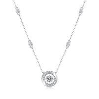 Lady Round Sterling Silver Inlay Moissanite Pendant Necklace sku image 2