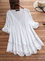 Women's Blouse 3/4 Length Sleeve Blouses Jacquard Casual Solid Color main image 5