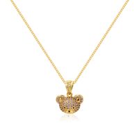 Ig Style Cute Bear Brass Plating Inlay Zircon Pendant Necklace 1 Piece sku image 1