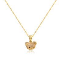 Ig Style Cute Bear Brass Plating Inlay Zircon Pendant Necklace 1 Piece sku image 2