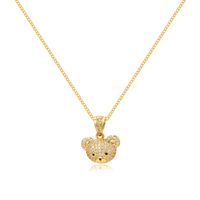 Ig Style Cute Bear Brass Plating Inlay Zircon Pendant Necklace 1 Piece sku image 3