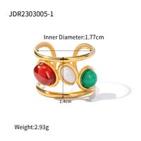 Ig-stil Elegant Oval Rostfreier Stahl Überzug Inlay Strasssteine 18 Karat Vergoldet Offener Ring sku image 2