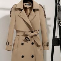 Women's Simple Style Solid Color Belt Single Breasted Coat Trench Coat main image 4