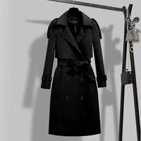 Women's Simple Style Solid Color Belt Single Breasted Coat Trench Coat main image 3