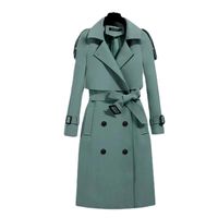 Femmes Style Simple Couleur Unie Ceinture Unique Poitrine Manteau Trench-coat main image 6