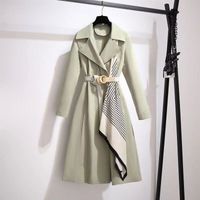 Women's British Style Solid Color Pocket Belt Single Breasted Coat Trench Coat main image 4