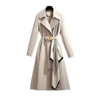 Women's British Style Solid Color Pocket Belt Single Breasted Coat Trench Coat main image 3