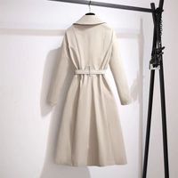 Women's British Style Solid Color Pocket Belt Single Breasted Coat Trench Coat main image 5