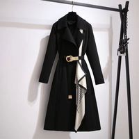 Women's British Style Solid Color Pocket Belt Single Breasted Coat Trench Coat main image 6