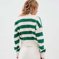 Women's Sweater Long Sleeve Sweaters & Cardigans Contrast Binding Casual Stripe main image 2