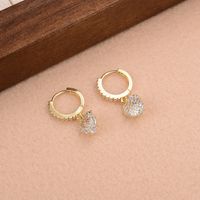 1 Pair Elegant Heart Shape Plating Inlay Copper Zircon 14k Gold Plated Earrings main image 2