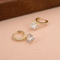 1 Pair Elegant Heart Shape Plating Inlay Copper Zircon 14k Gold Plated Earrings main image 3
