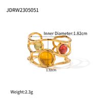 Ig-stil Elegant Oval Rostfreier Stahl Überzug Inlay Strasssteine 18 Karat Vergoldet Offener Ring sku image 1