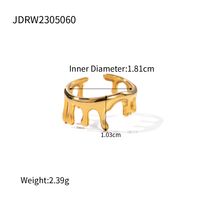 Vintage Style Crown Stainless Steel Plating 18k Gold Plated Open Rings sku image 1