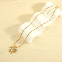 Simple Style Tortoise Copper 18k Gold Plated Zircon Pendant Necklace In Bulk main image 6