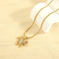 Simple Style Tortoise Copper 18k Gold Plated Zircon Pendant Necklace In Bulk main image 1