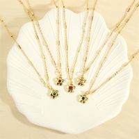 Simple Style Commute Flower Copper 18k Gold Plated Zircon Pendant Necklace In Bulk main image 1