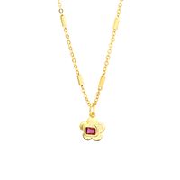 Simple Style Commute Flower Copper 18k Gold Plated Zircon Pendant Necklace In Bulk main image 3
