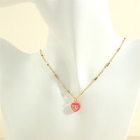 Sweet Simple Style Heart Shape Copper 18k Gold Plated Zircon Pendant Necklace In Bulk sku image 1