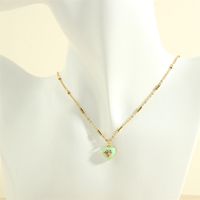 Sweet Simple Style Heart Shape Copper 18k Gold Plated Zircon Pendant Necklace In Bulk sku image 3