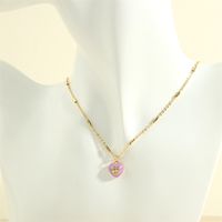 Sweet Simple Style Heart Shape Copper 18k Gold Plated Zircon Pendant Necklace In Bulk sku image 4