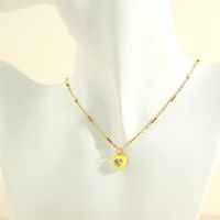 Süss Einfacher Stil Herzform Kupfer 18 Karat Vergoldet Zirkon Halskette Mit Anhänger In Masse main image 3