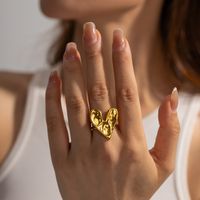 Ig Style Heart Shape Stainless Steel Plating 18k Gold Plated Open Rings main image 1