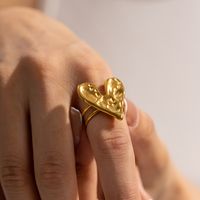 Ig Style Heart Shape Stainless Steel Plating 18k Gold Plated Open Rings main image 4