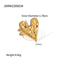 Ig Style Heart Shape Stainless Steel Plating 18k Gold Plated Open Rings sku image 2