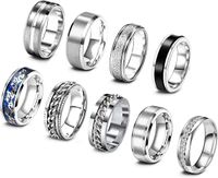 Simple Style Geometric Titanium Steel Plating Inlay Zircon Men's Rings sku image 1