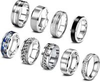 Simple Style Geometric Titanium Steel Plating Inlay Zircon Men's Rings sku image 4