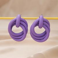 1 Pair Vacation Round Spray Paint Rubber Drop Earrings main image 4