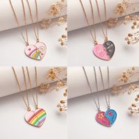 Sweet Heart Shape Alloy Enamel Couple Pendant Necklace main image 5